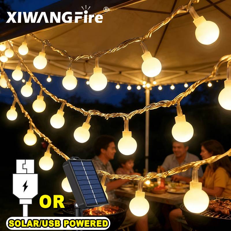 Outdoor Lighting Effects - 3-10M ソーラー/USB/バッテリー式ストリングライト、フェアリーグローブボールLED、防水屋外用、クリスマス、結婚式、庭、キャンプ、テントの装飾に