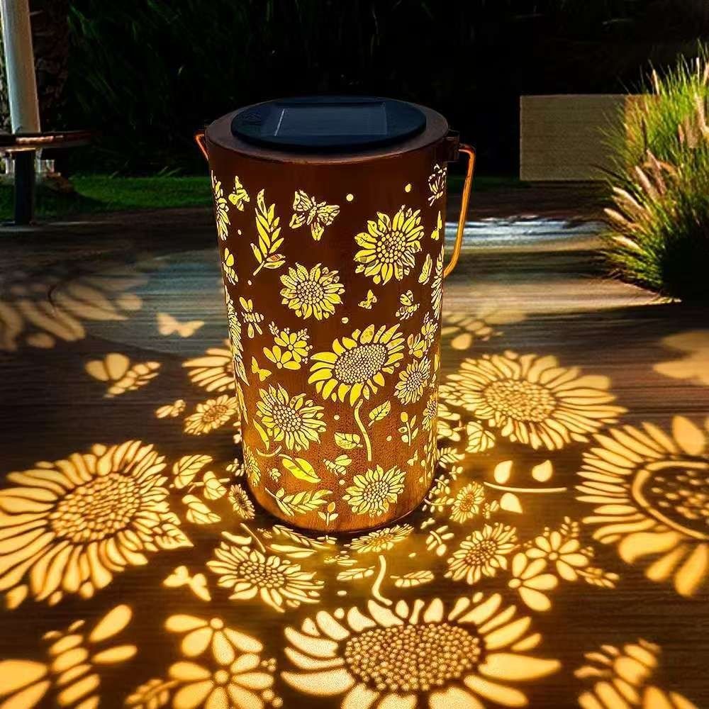 Outdoor Lighting Waterproof - ひまわりライトとシャドウライト防水屋外ライトソーラーパワーで夜の通路、芝生、庭、パティオの装飾照明に使用