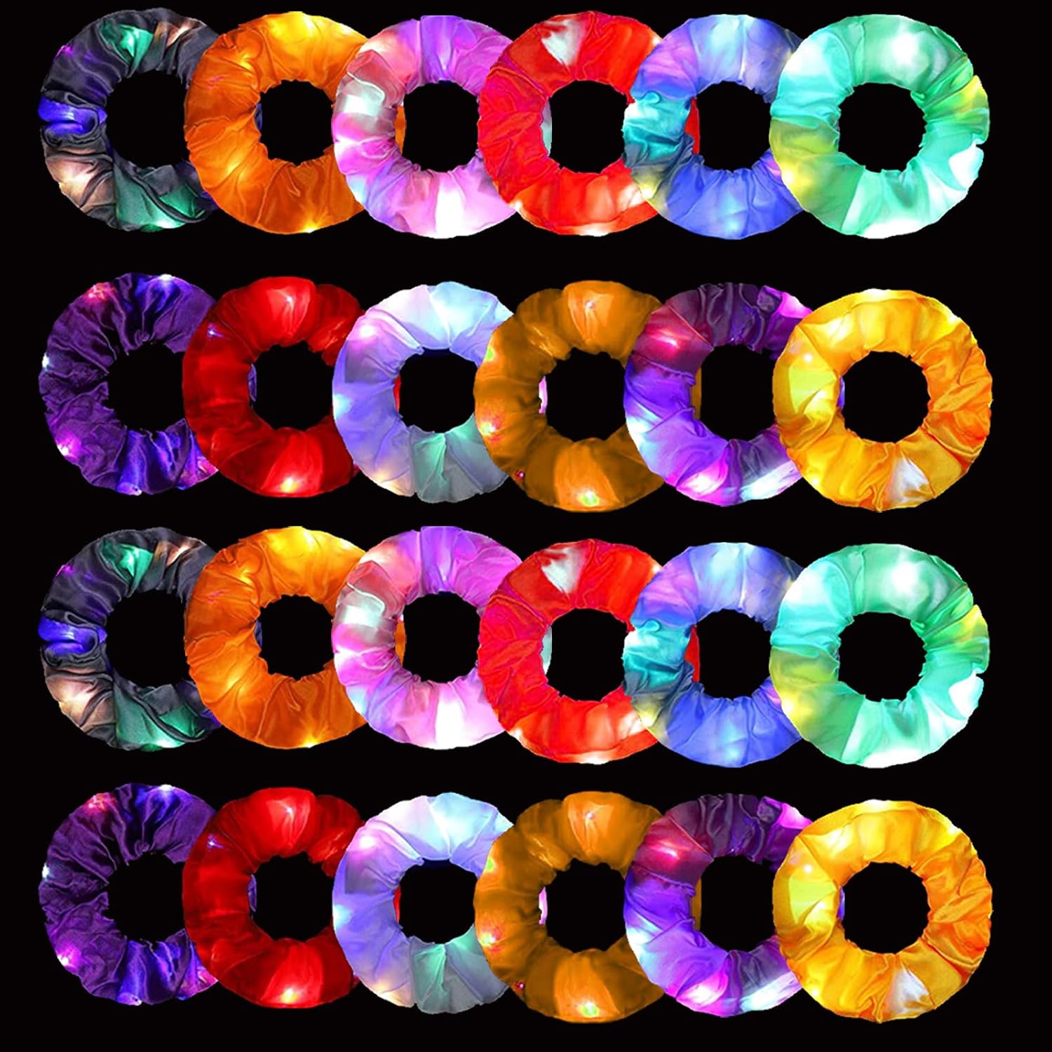 Outdoor Lighting Effects - 6個入り LEDシュシュ ヘアバンド 光るシュシュ 伸縮性のある暗闇で光るシュシュアクセサリー レイブ