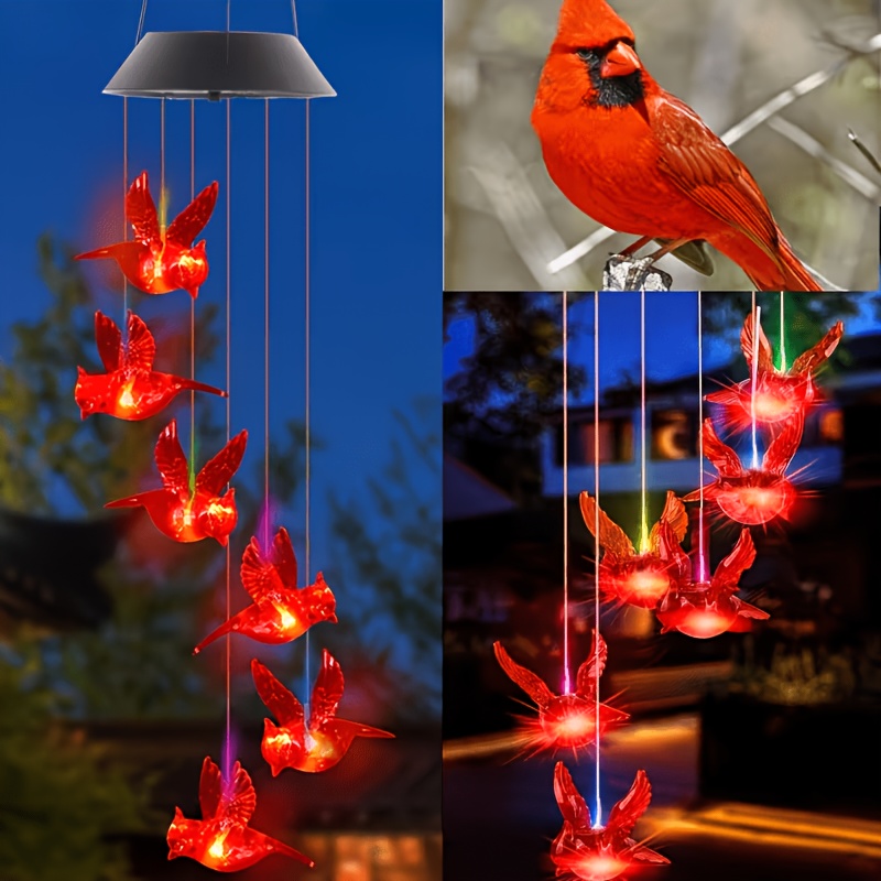 Outdoor Lighting Waterproof - 太陽光発電式の炎の鳥型風鈴ライト、屋外用、防水設計と鮮やかな色が特徴、デコレーションに最適です。