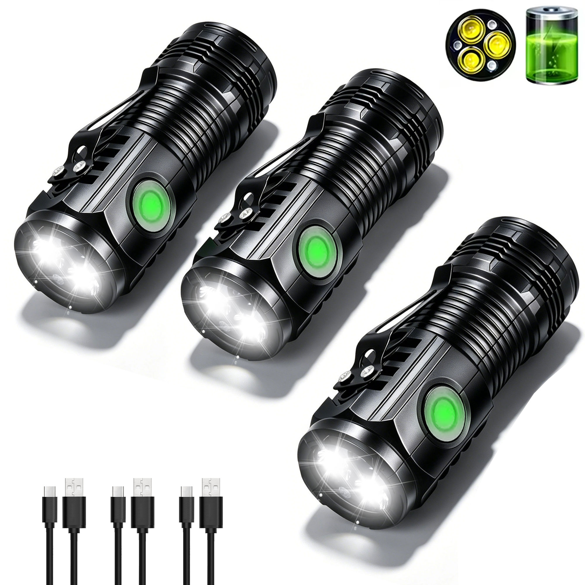 ポータブル充電式屋外懐中電灯強力な光防水トーチキャンプハイキ - Outdoor Lighting Black のレビューと価格