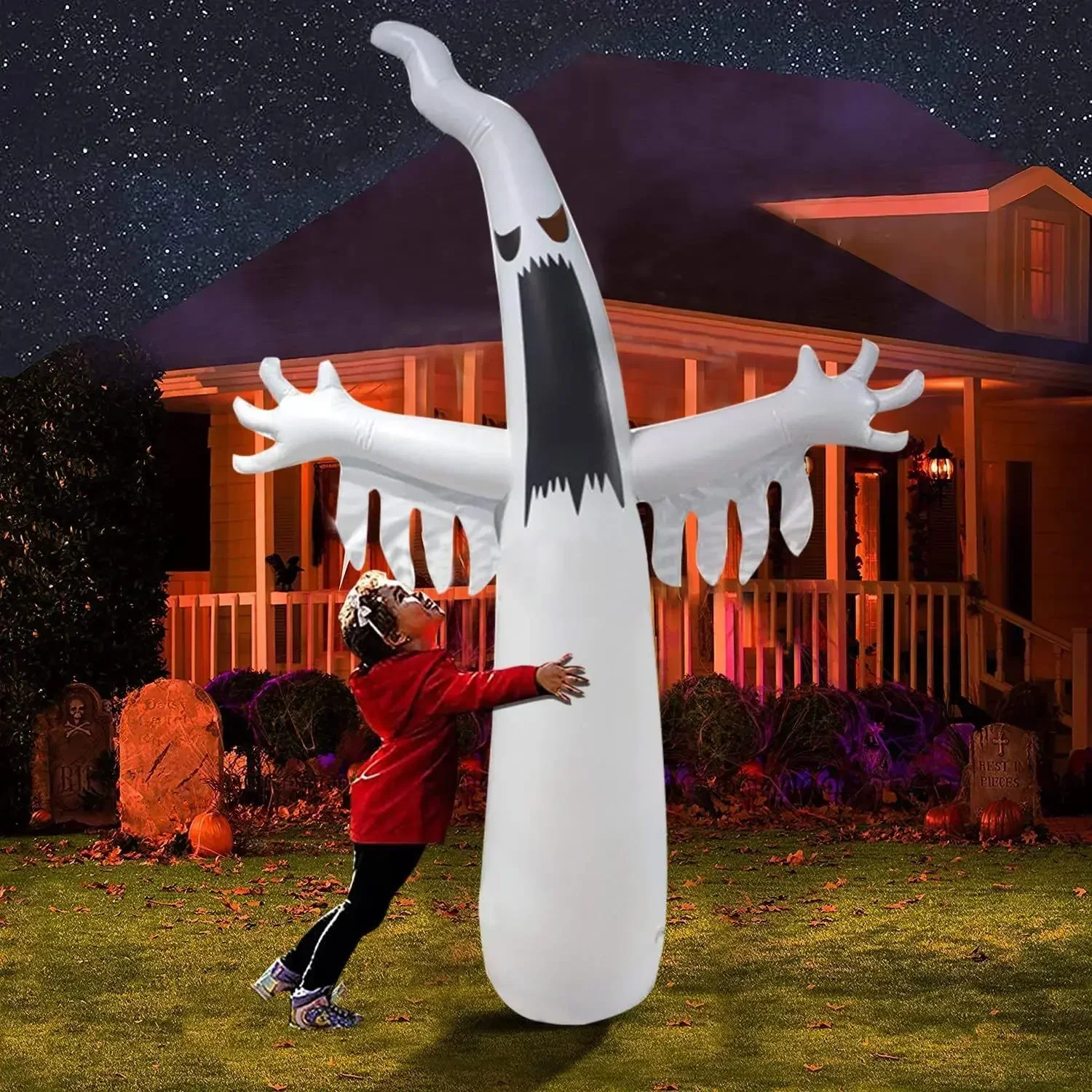 ハロウィンインフレータブル怖いゴースト LED ライト付き子 - Outdoor Lighting Effects のレビューと価格