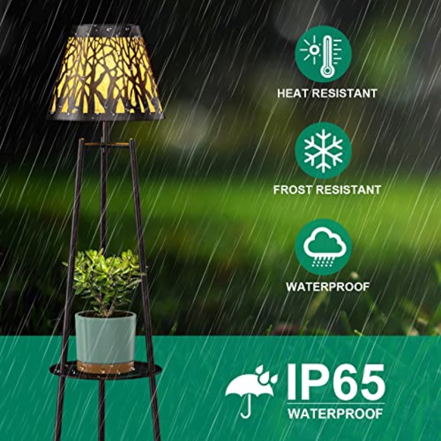 2パック屋外ソーラーフロアランプ、植物スタンド付き、防水メタ - Outdoor Lighting Waterproof のレビューと価格