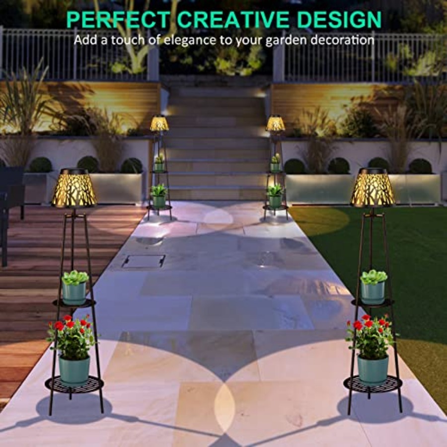 2パック屋外ソーラーフロアランプ、植物スタンド付き、防水メタ - Outdoor Lighting Waterproof のレビューと価格