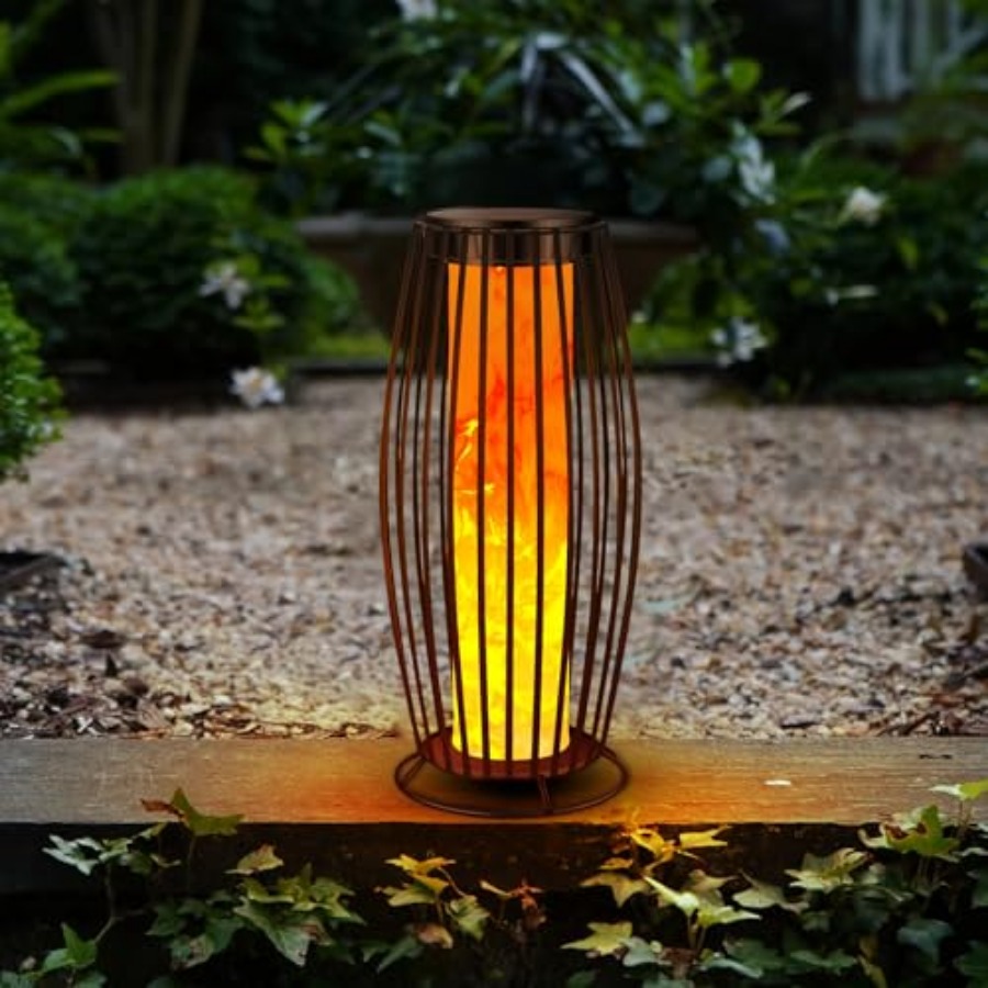 ソーラー屋外フロアランプ ちらつき炎ソーラー屋外ライト ソー - Outdoor Lighting Waterproof のレビューと価格