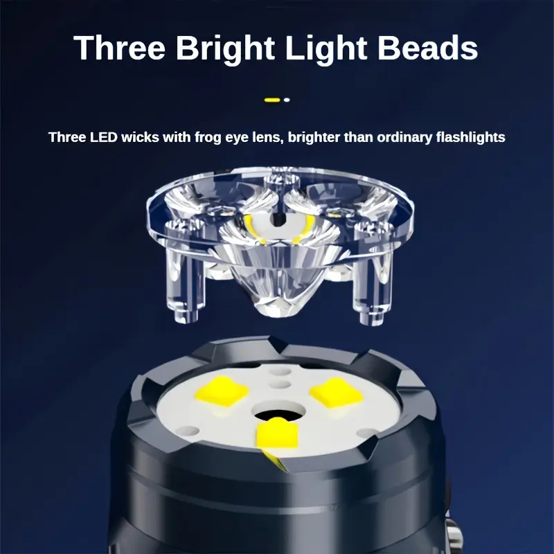 ペンクリップ付きミニ3LED懐中電灯、夜間歩行、ポータブル明 - Outdoor Lighting Black のレビューと価格